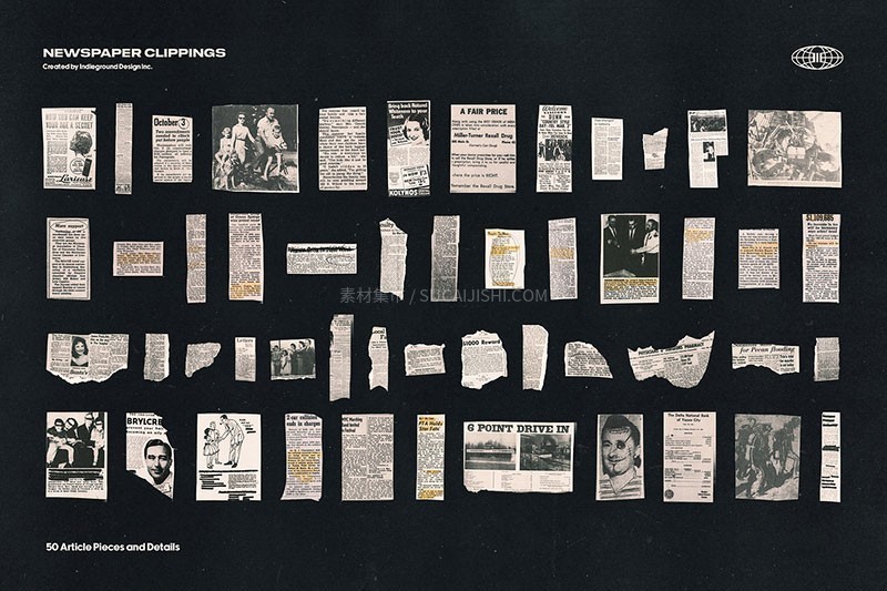 100+旧报纸剪报拼贴画图片素材PNG